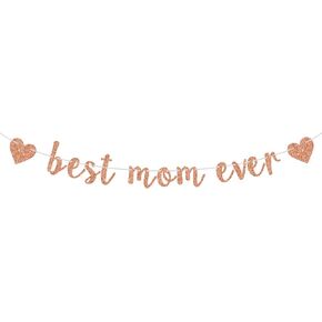 Pybhilk Rose Gold Glitr Glitter Best Mom Lanner ، عيد الأم/Feliz Cumpleanos Mama ، زينة حفلة عيد ميلاد