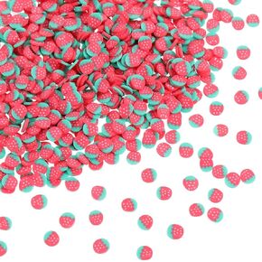 Sunnyclue 1 Box 100g Strawberry Flatback Charms Fruit Cabochons Bulk Polymer Polymer Clay Fruits Sprinkles Mini Decoration Filler Cabochon for Scrapbooking Diy Craft Art Decor