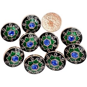 Pepperlonelyly 10pc الأزرار الجيدية الأزرق للأحجار الكريمة الأزرار الذهبية للملابس ، الجينز ، الحرف ، السراويل ، السترة ، الخياطة ، سترة ، صنع المجوهرات (الذهب ، 22 ملم)