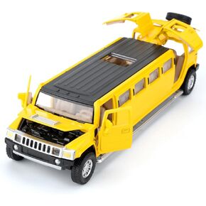 1/32 Hummer H2 Car Model, Diecast Car Toy with Sound and Light, Alloy Stretch Limousine Pull Back Toy Vehicle for Adult Kids Boys Girls (Black)