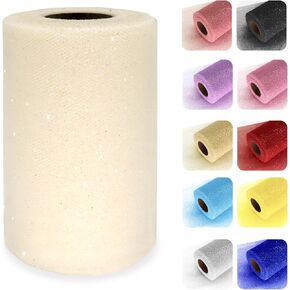 Glitter Tulle Fabric, 6 Inch by 50 Yards (150ft) Sequin Tulle Roll for Tutu Gift Wrapping Wedding Decoration DIY Crafts Party Backdrop (Lavender)