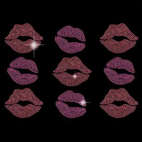 Superdant 9 PCS Lips Iron on Rhinestons Transfer T-Shirt Crystal Transfer Transfer Designs Lips Crystal Deficers Rhineston