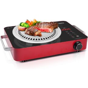 SizzleCook Single Burner Electric Cooktop 2000W Portable Stove Top Electric Burners for Cooking 110V Infrared Burner Cooktop with Ceramic Glass, Child Safety Lock, Timer, Overheat Protection