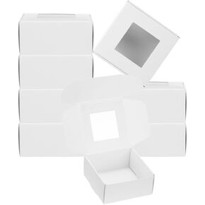 Patikil 2.6 "x2.6" × 1.2 "مربع صابون الورق مع نافذة ، 40 حزمة صناديق الصابون محلية الصنع يعرض صناديق التغليف لعيد ميلاد DIY Craft ، أبيض