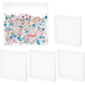 Benecreat 10pcs صناديق هدايا واضحة ، 7.8x7.8x0.7inch مربع PVC صناديق زفاف واضحة لحفلات الشوكولاتة الحلوى ، حاضر عيد الميلاد ، وصالح الحفلات ، مهرجان هدايا التغليف