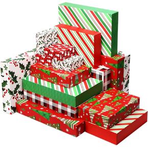 Fulmoon 72 Pack Christmas Joxes for Gifts with Lids for Presents ، وصناديق هدايا عيد الميلاد متنوعة حجم أردية التغليف ، والسترة ، وقمصان المعطف والملابس عيد الميلاد هدية العطلة