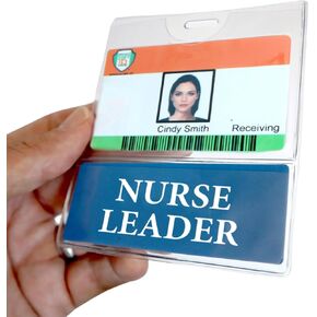 RN Badgebottom أفقي RN Badge Buddy & RN شارة حامل الحرس - الخدمة الثقيلة 2 في 1 شارة أسفل إكسسوارات التمريض - جوانب مزدوجة جوانب واضحة من قبل المعرف المتخصص