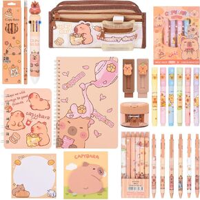 مجموعة قرطاسية CAPYBARA لطيفة ، لوازم مدرسة Capybara ، Capybara Pencil Case مع مقصورات قلم الحبر ، أقلام الهلام ، أقلام الرصاص ، محو ، مراوغة القلم الرصاص ، دفاتر الملاحظات ، الملاحظات اللاصقة ،