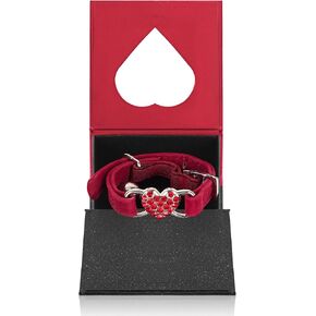 Ruby Cat Collar - طوق القط الماسي ، طوق القط المتلألئ على شكل قلب مع جرس قابل للتعديل ، يأتي مع صندوق هدايا ، للقطط (PU) ، الأحمر