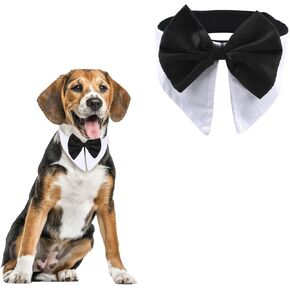 Tux Dog Bowtie ، 1 قطعة أبيض قابلة للتعديل أليف الرقبة ربطة عنق Tuxedo وربطة عنق القطط للكلاب الصغيرة لحفل عيد ميلاد الزفاف ، رقبة محيط 11.02-12.01 "