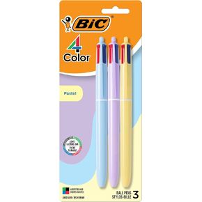 BIC 4 ألوان الباستيل برميل برميل أقلام ، نقطة متوسطة (1.0 مم) ، ألوان متنوعة ، حزمة 3