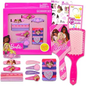 Barbie Hair Association stories for Girls - حزمة مع فرشاة شعر باربي كلامشيل ، 4 مقاطع SNAP ، 3 Barrettes ، 8 Terries ، 5 نقاط فنية ، وأكثر من | إكسسوارات شعر باربي للفتيات
