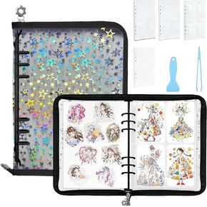Mlife Sticker Storage Organizer ، منظم الملصقات Binder Binder Conglable Collection Book Abrum A5 Collecting Book Book Sticker حامل مع ورق إصدار فارغ ، Tweezer & Spatula (Purple)