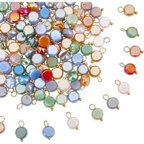 120pcs ملونة الزجاج السحر حلبة التدوير سحر الكريستال السحر الكهربائي المعلقات المتدلية ل DIY صنع قرط القلادة ، ثقب: 3 ملم