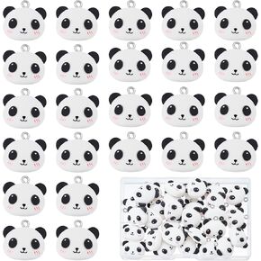 Sunnyclue 1 Box 30pcs Panda Charms لطيف سحر حيوان كبير الراتنجات Flatback 3D Bear Charm لتصنيع المجوهرات Make Sharms Supplies Supplies Supplies Diy صياغة سوار القلادة