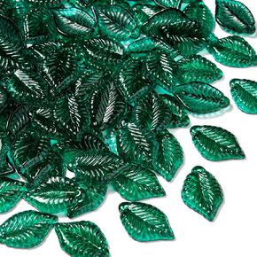 Liqunsweet 100 pcs سحر أوراق زجاجية شفافة الشفافة السحر أوراق الشجرة الخضراء سحر لمجوهرات DIY صنع الملحقات الحرف اليدوية الزخرفة
