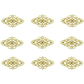 ALIMITOPIA 40pcs Filigree Flower Plate Charms,Hollowed-out Rhombic Pendant Connector for DIY Jewelry Making Wrapping Accessories (Antique Silver Tone)