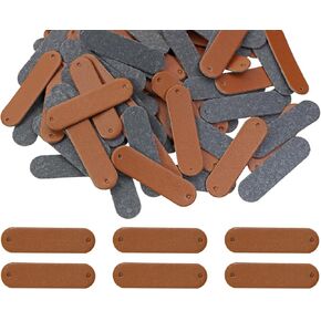 ONLYKXY Brown PU Blank Leather Label Small Crochet Tag Button with Holes Personalized Handmade Clothing DIY Craft Patch for Custom Name Knitting Bags Shoes Hat Crafts Jeans Jewelry (100)