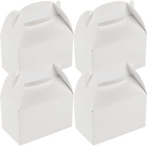 Bio Tek 6 X 3.5 × 3.5 بوصة الصناديق الجملون لصالح الحفلات ، 25 صناديق هدايا جذابة - نافذة الحيوانات الأليفة واضحة ، مقبض مدمج ، صناديق حظيرة ورقية بيضاء ، مقاومة للاسترخاء ، للحفلات