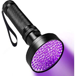 مصباح يدوي أسود الأشعة فوق البنفسجية - 100 مصباح يدوي Blacklight LED للكشف عن البول للحيوانات الأليفة ، وصمة عار الكلاب ، والعقرب ، وعلاج الراتنج ، وخلل الفراش المزيف ، ومزيل الرائحة السجاد