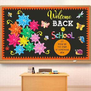 Spring Flowers Bulletin Board Set March Bulletin Board with 3D Paper Floral Cutouts Classroom Decorations for Birthday School Wall Decor Party Favor(Welcome Back to School)