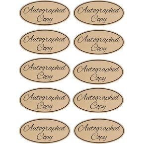 1 × 2 بوصة 500pcs ملصقات نسخ موقعة بيضاوي بني بيضاوي لتوقيع روايات الكتب ، موقعة موقعة ملصقات المؤلف