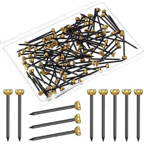 Giantree 100Pcs Picture Pins Nails, Picture Hanging Nails for Wall Pins, Brass Head Frame Nail Hook Pin for Hanging Pictures Photo Frame