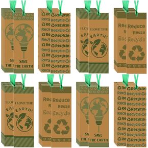 RELITHICK 200 PCS Earth Day Lundmarks Bulk with Ribbon Recycle Activity Pecortical Ponclarks Earth Day Supplies Hang Hang Hights for Kids Earth Day Gifts