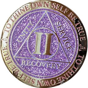 2 سنة AA Medallion Reflex Lavender Purple Glitter Gold Plated Chip II