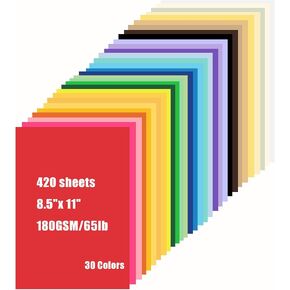 420 ورقة ورقة طابعة ملونة Cardstock 8.5 "× 11" - 30 ألوان متنوعة 180 GSM ورقة ملونة البطاقات مزدوجة لدعوات سجل القصاصات.