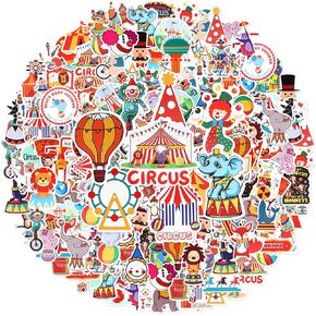 Frienda 200 PCS Circus Party Forms Favors Decorations Carnival Decorations Vinyl Finproof Circus ملصقات لزجاجة ماء Carnival Party Supplies للبالغين المراهقين.