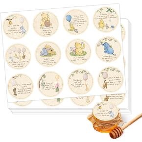 72PCS Winnie Classic Sticker, Baby Decorations, Pooh Party Baby Shower Decor, The Pooh Thank You Sticker, Cute Shower Decorations Birthday Party Decoration Supplies