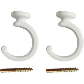 Large Swag Ceiling Hooks 2''Heavy Duty Swag Hook with Hardware for Hanging Plants Ceiling Installation Cavity Wall Fixing (2 Sets White)