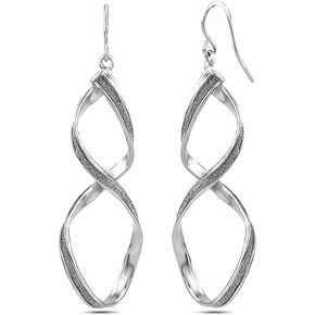 Charmsy Sterling Silver Jewelry Infinity Knot Twist French Wire Drop Dangle Earring for Women in Kuwait