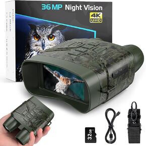 Night Vision Goggles for Hunting, 4K Infrared Night Vision Binoculars with Rechargeable Battery and Anti-Shake Motion Detection for Surveillance Tactical Gear
