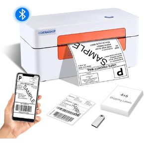 Bluetooth Shipping Label Printer, 4x6 Thermal Printer for Shipping Packages, Thermal Label Printer for Small Business, Widely Used for Amazon, iPhone, Android, iPad,Windows,macOS (Orange)