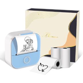 طابعة ملصقات Asprink inkless مع 3 لفات الورق ، طابعة T02 Mini ، طابعة ملصقات صغيرة ، طابعة حرارية ، طابعة بلوتوث صغيرة ، طابعة جيب للملاحظات ، المذكرات ، المجلات ، DIY