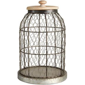 47 و Cloche سلك الدجاج الرئيسي أو القفص المعدني Cloche Dome Décor لأعلى الطاولة ، ارتفاع 13 بوصة ، قفص فضية