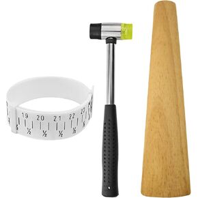 Art Supplies Bracelet Making Tools Set with Wooden Mandrel, Ring Sizer Measuring Gauge, Jewelry Hammer Kit, Professional Bangle Shaping Tools for Metal Crafts and DIY Projects