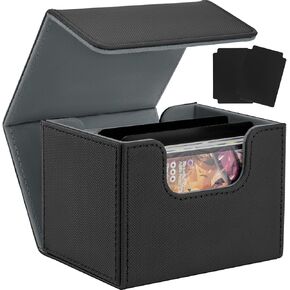 MTG Commander Deck Box, Portable Graded Trading Card Storage Box Holds 120+ Single Sleeved, 100+ Double-sleeved, Magic The Gathering Sports Card Case Fits for CCG TCG LCG Black & Red