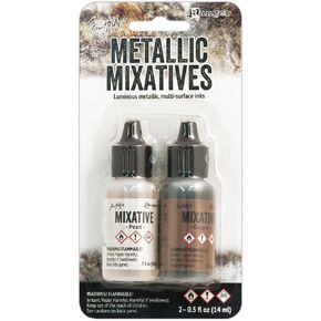Ranger TIM21254 Adirondack Alcohol Ink Metallic Mixatives, 1/2-Ounce, 2-Pack, Pearl and Copper