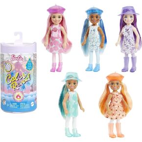 Barbie Color تكشف دمية وإكسسوارات صغيرة ، سلسلة نزهة ، 6 مفاجآت ، 1 دمية تشيلسي (قد تختلف الأنماط)