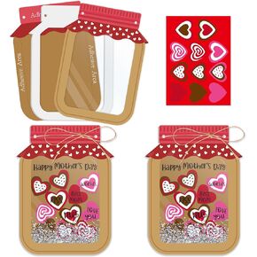 Watinc Ame's Love Candy Jar Craft Kit ، اجعل عيد الأم Eva Eva Exhull Candy Mason Jar مع أوراق السكر المتكررة اللامعة ، شكرًا لك على أنشطة المرح المدرسية للحرفية للأطفال (12 ٪)