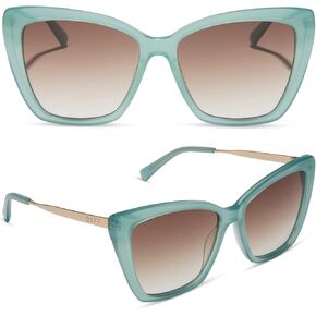 DIFF Becky II Oversized Designer Cat Eye Sunglasses for Women UV400 Protection, Solid Color Fashion Frames w/Gold Temples