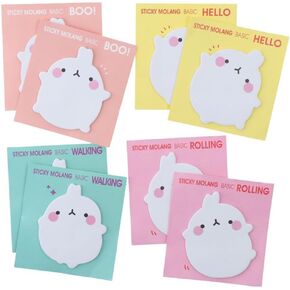 8 Pads Cute Rabbit Cartoon Sticky Notes, Kawaii Sticky Notes Funny Self-Stick Notes, for Home Office Working, 20 Sheets Per Pad