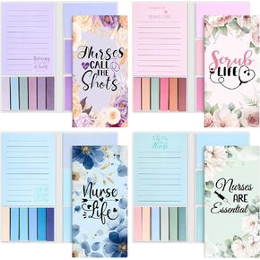 Set of 4 Teacher Sticky Notes Set Thank You Teacher Flower Adhesive Appreciation Gifts Sticky Note Pads for Women Gift School Office Supplies