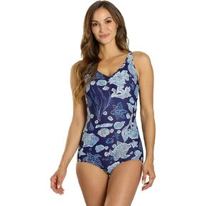 Sporti Conservative Girl Leg One Piece Swimsuit Women, Chlorine Resistant, Quick Drying, UPF 50 Sun Protection, Cups Support in Kuwait