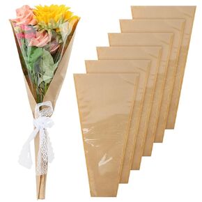 50pcs أكياس زهرة للباقات ، ورق التغليف باقة الزهرة ، وأكياس باقة ورقة التغليف الأزهار ، مع نافذة واضحة روز الباقة إعلانات تعبئة زهرة التغليف