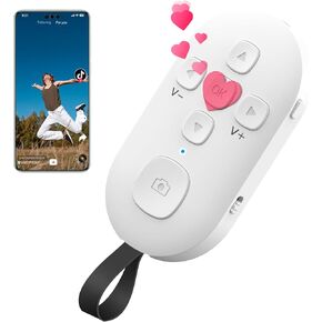 TIK Tok Bluetooth Remote Control, Page Turner for Kindle App ebooks, Smartphone Camera Remote Shutter Button, Short Videos Scrolling Ring Rechargeable, for Smartphones and Tablets(White)