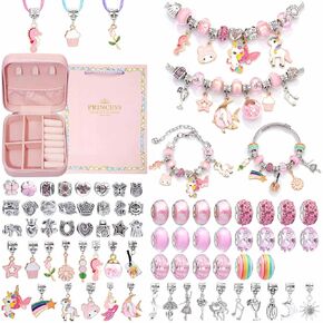 Keylotnal 78pcs سوار سوار طقم ، DIY حبة/قلادة لصنع مجموعة لوازم مع مربع الهدايا